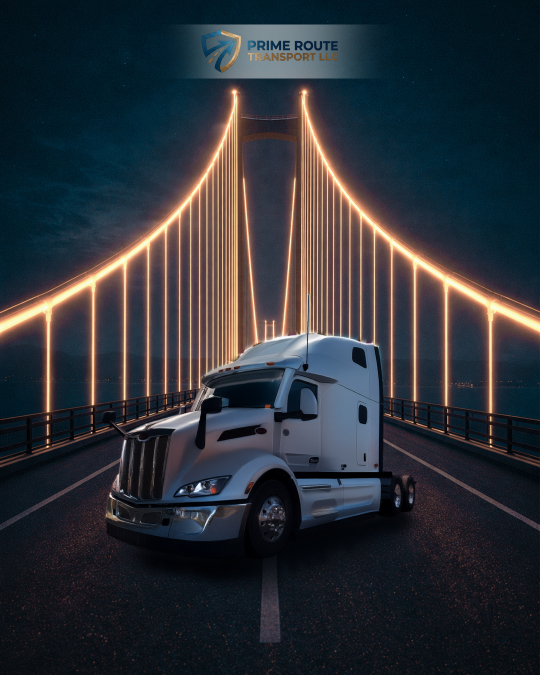 Prime Route Transport truck on bridge